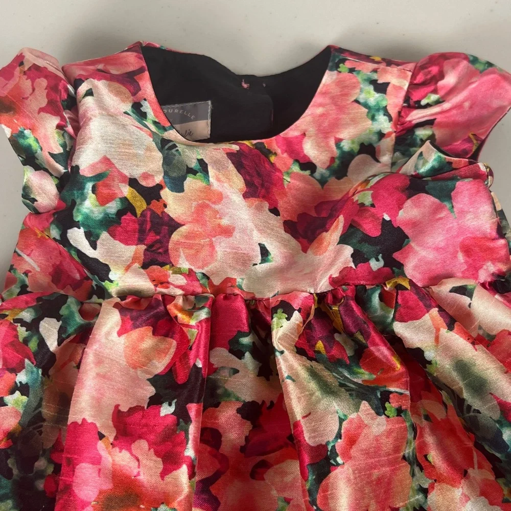 Pastourelle by Pippa & Julie Satin Floral Full Skirt‎ Dress sz 2T EUC